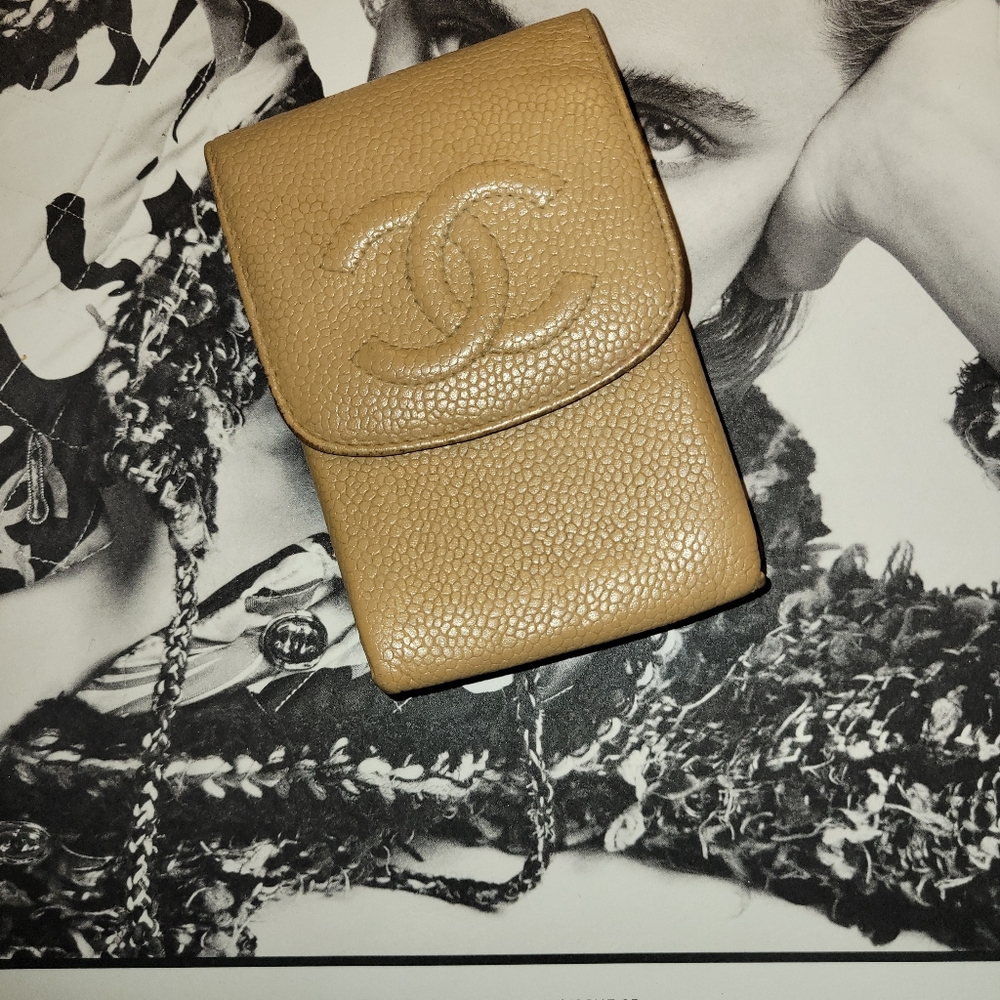 Chanel Cigarette Case Caviar Skin Beige CC - Picture 5 of 8